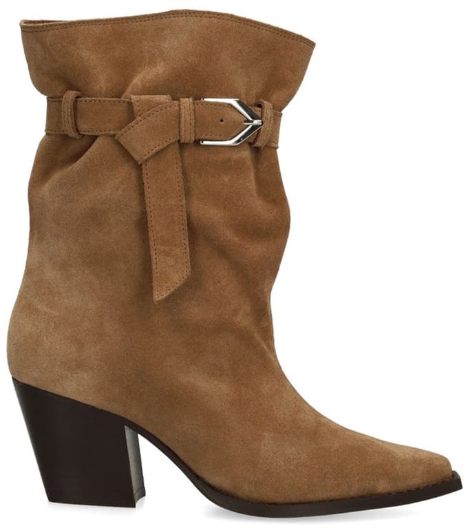 Sacha - Dames - Beige suède enkellaarsjes - Maat 37