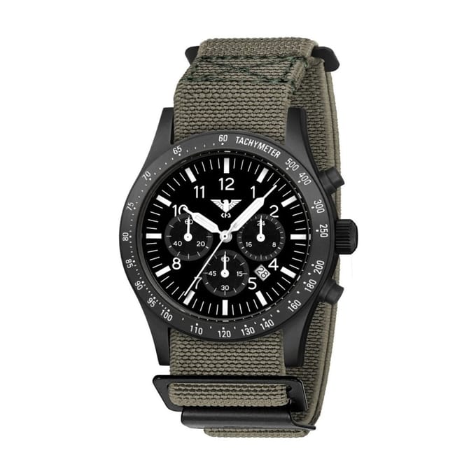KHS - KHS.PLABSSC.DFSGO - Polshorloge - Heren - Solar - PLATOON Black Steel Solar Chronograph