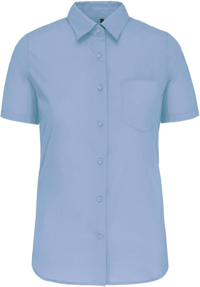 Kariban Dames Poplin Blouse Korte Mouwen K544 - Bright Sky - L