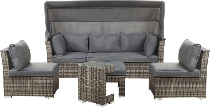 CORTE - Loungeset voor 6 - Donkerbruin - PE rotan