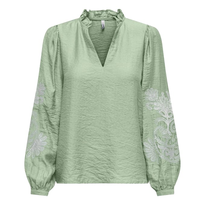 ONLY - ONLNEW MALOU L/S EMB TOP WVN CS Dames Top