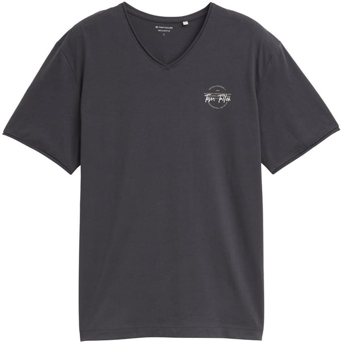 Tom Tailor - T-shirt met V-hals - Maat S - Tarmac Grey