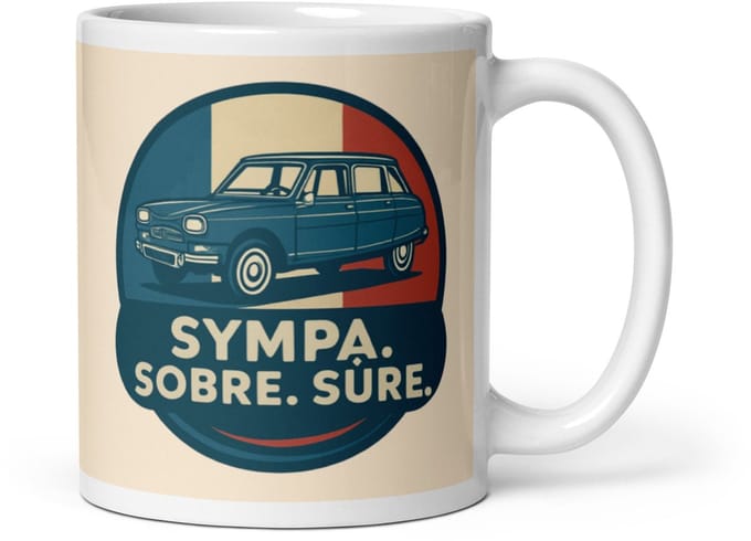 De2pktjes - Sympa. Sobre. Sûre. – Mok met Citroën Ami 8 print