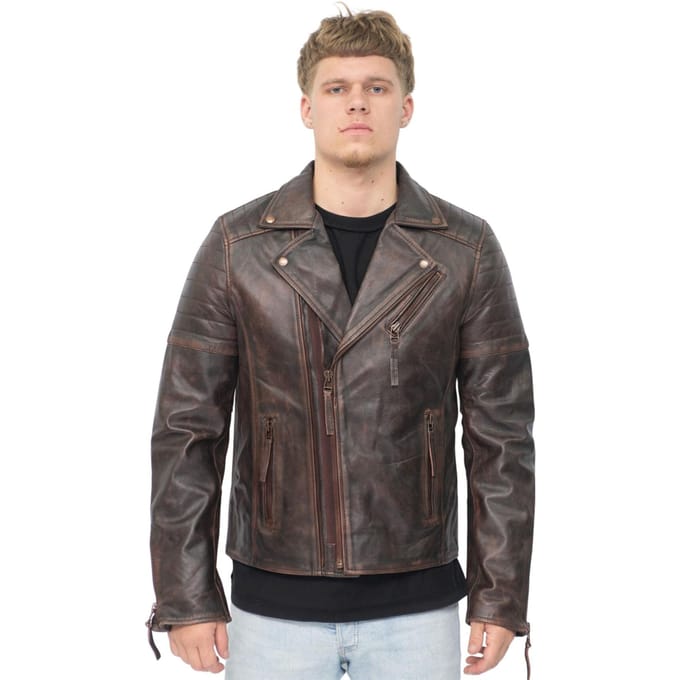 Leren bikerjack van Brando met dubbele kruisrits, Casablanca