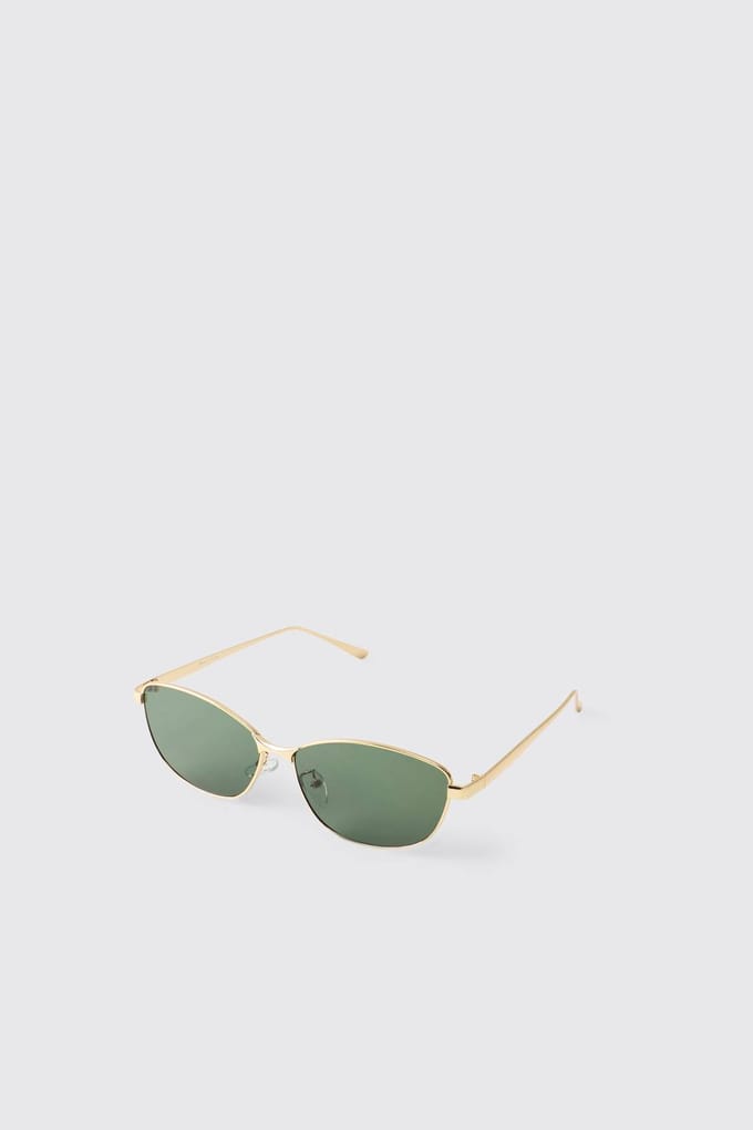 Vierkante Zonnebril Met Metalen Afwerking | Gold