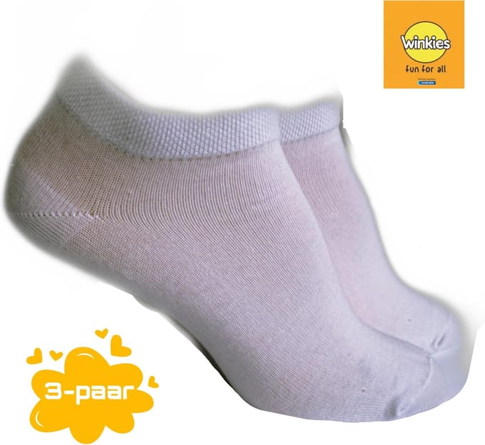 Kinder sneakersokken 3-paar wit schoenmaat 30,31,32,33