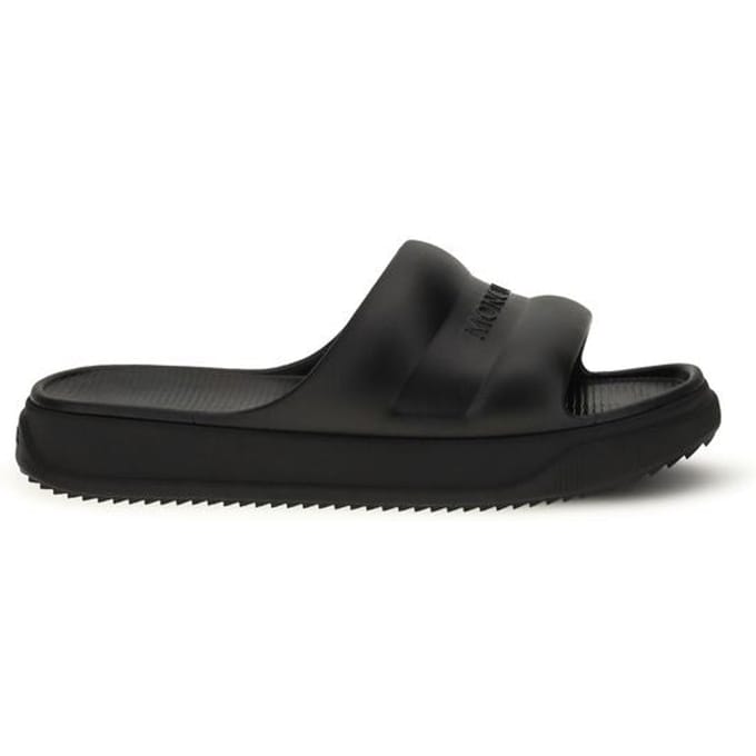 Moncler Zwarte Rubber Platte Sandalen