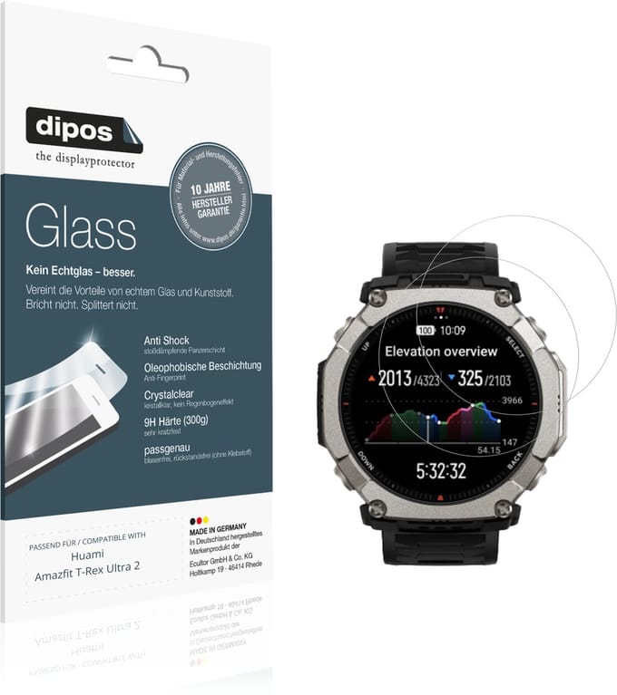 dipos – 2x Pantserfolie geschikt voor Huami Amazfit T-Rex Ultra 2 | 9H Screenprotector