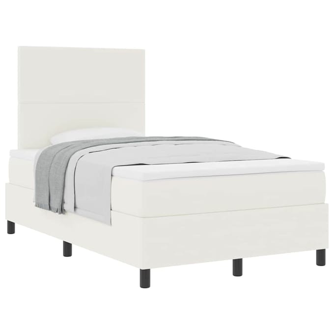 vidaXL - Boxspring - bed - Crème - en - Wit - 120 - x - 190 - cm - Corduroy - stof