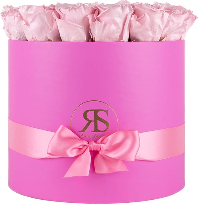 Flowerbox longlife Ciara metallic roze - Rosuz - Luxe cadeau voor haar