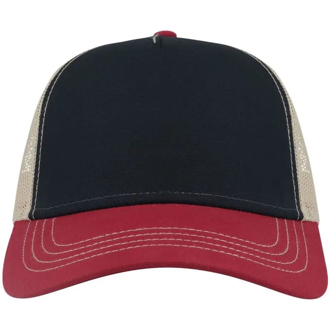 Atlantis Headwear Rapper Canvas Cap Recycled AT426 - Navy/Burgundy/Khaki - One size