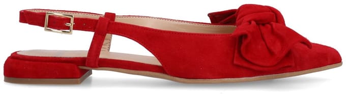 Manfield - Dames - Rode suède slingbacks - Maat 37