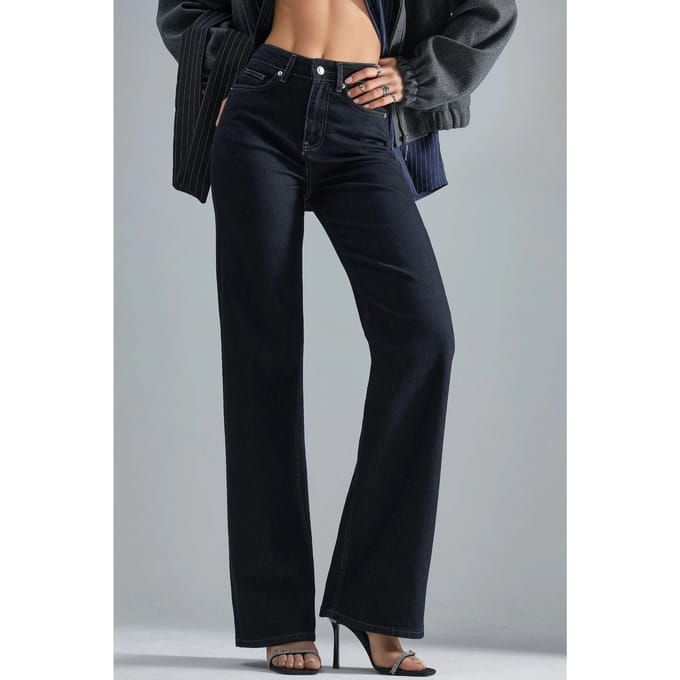 SQUALO Hoge Taille Rechte Pijpen Denim Jeans