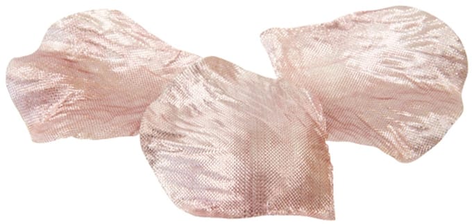 HOBI - 50 roségouden metallic stoffen rozenblaadjes 5,5 x 3,5 cm