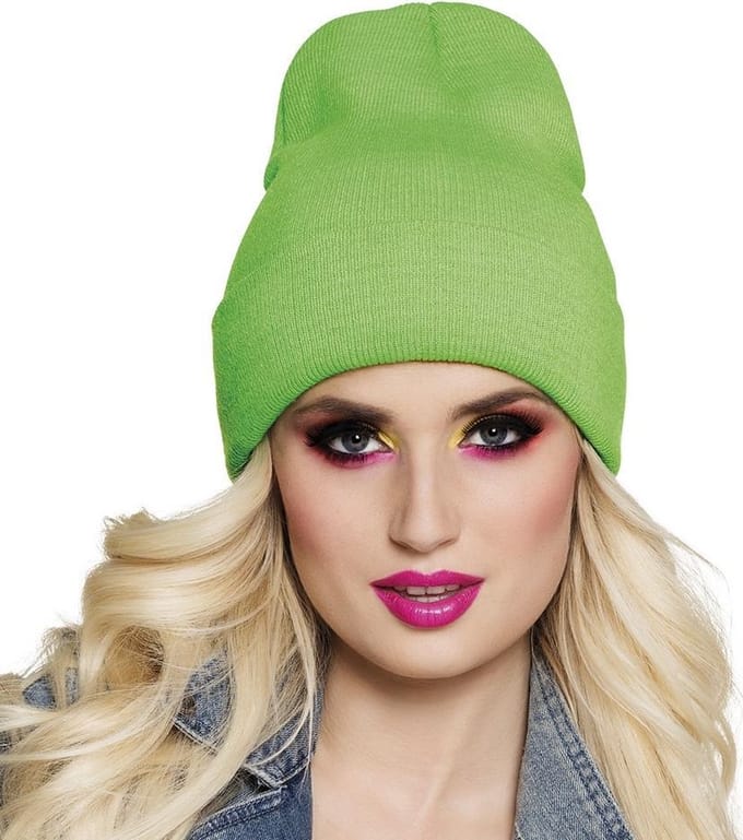 12 stuks: Beanie - neon groen