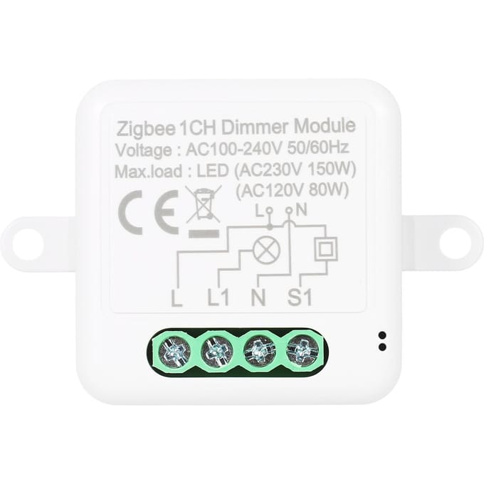 Zigbee – Module de commutation variateur pour rideau, télécommande avec application, fonctionne avec Alexa Google Home, 2 gangs 1CH Dimmer Module blanc