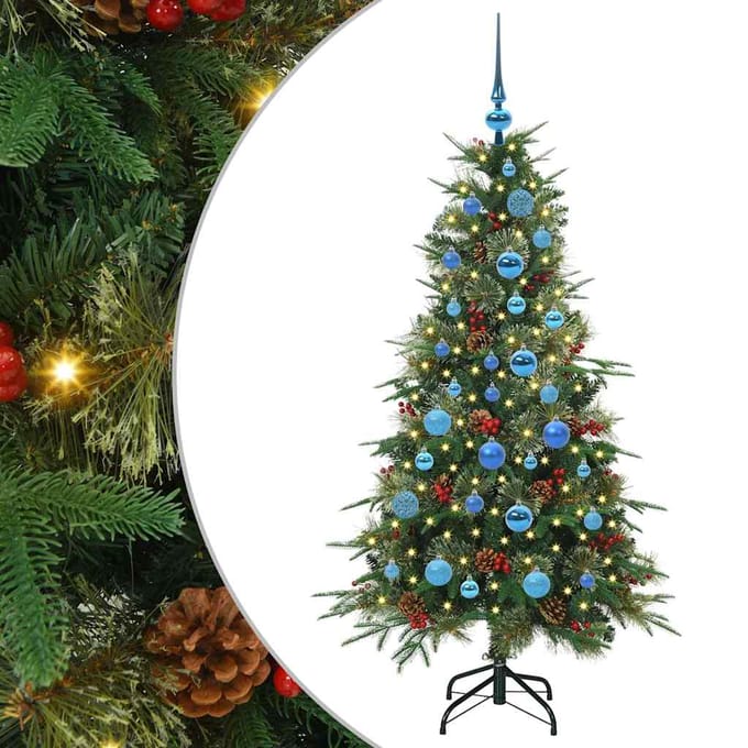 vidaXL - Kunstmatige - Hinged - Kerstboom - met - 150 - LED - Groen - 150 - cm - PE - en - PVC