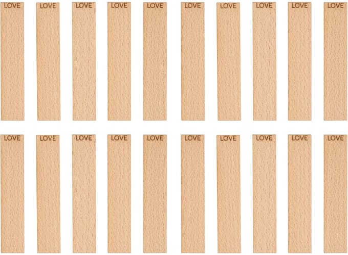 TopWosk - Houten Lont - Gemailleerd - LOVE - 100x20x1 mm - 20 stuks