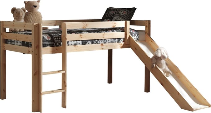 Vipack Hoogslaper Pino met glijbaan - 90 x 200 cm - natuur