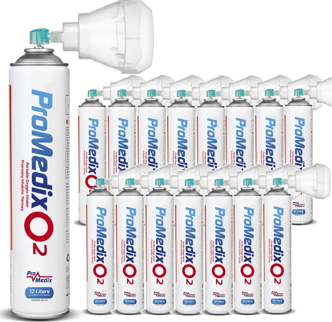 Promedix PR-994 - Set van 16 stuks Draagbare zuurstofinhalator in een blik 99,4% O2 12L