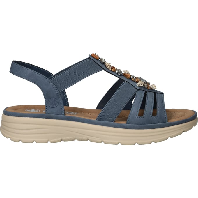Rieker -Dames - blauw - sandalen - maat 39