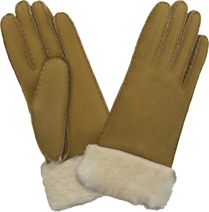 Petit Bois Handschoen Dames - Leer - Maat 7 - Omgekeerd lam - Licht Bruin