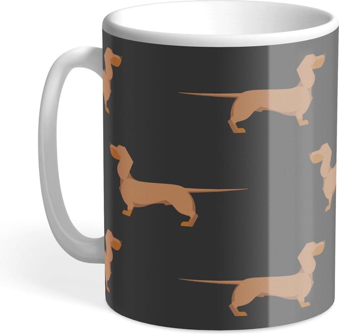 Hound & Herringbone - Rode Teckel Designer Mok - Red Dachshund Designer Mug
