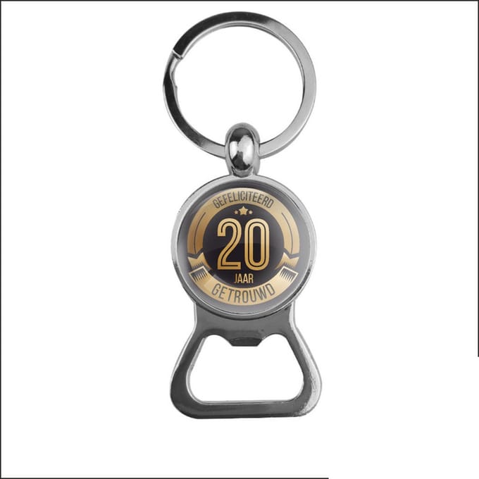 Bieropener Glas - Gefeliciteerd 20 Jaar Getrouwd