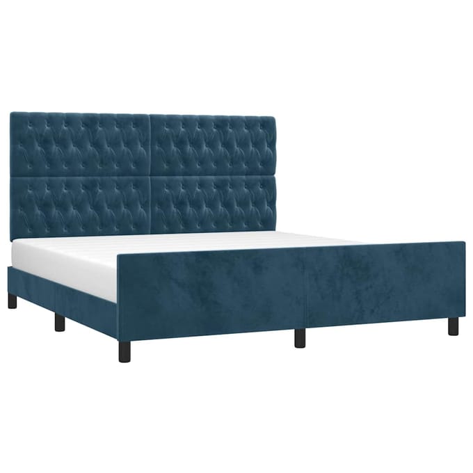 vidaXL - Bedframe - met - hoofdeinde - fluweel - donkerblauw - 180x200 - cm