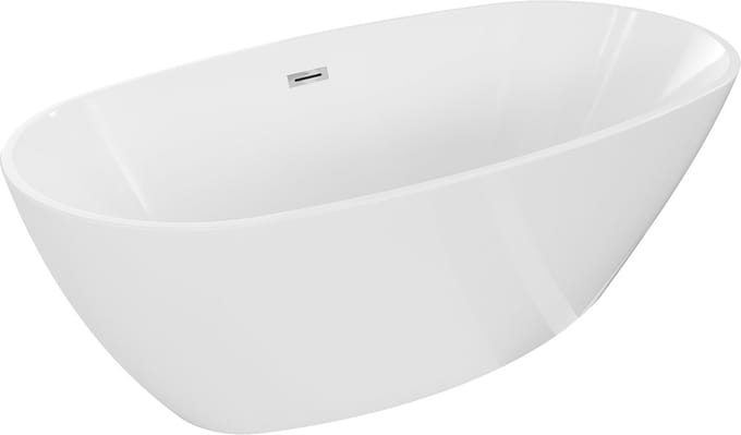 Mexen Eris vrijstaande badkuip 155 x 80 , wit, overloop chroom - 53441558000-01