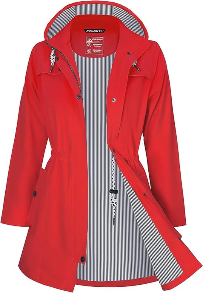 Daity Regenjas dames lang | waterdicht en ademend met capuchon voor buiten - Maat S