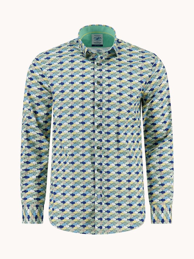 A Fish Named Fred Overhemd Shirt Graphic Fish Multicolor Green (33.019 - 072)