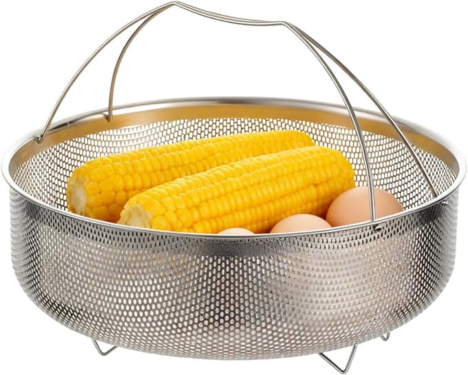 Stoommand RVS - Kookaccessoire Handvat - Gezond Koken - Efficiënte Afwatering - 21-24.6 cm - Zilverkleurig