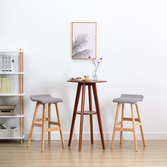vidaXL - Barstoelen - 2 - st - stof - lichtgrijs
