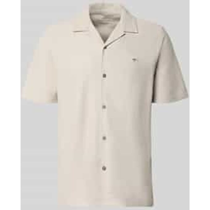 Fynch-Hatton Overhemd Resort Structured Jersey Cotton Cement / male