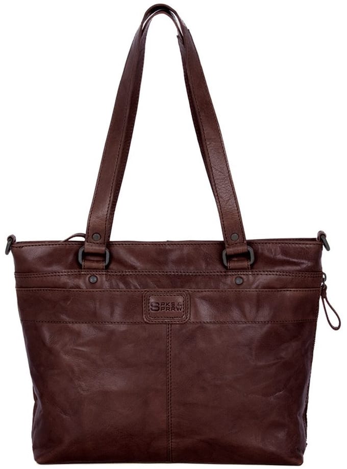 Leren Shopper - 13.3 inch - Lavendar - Donkerbruin