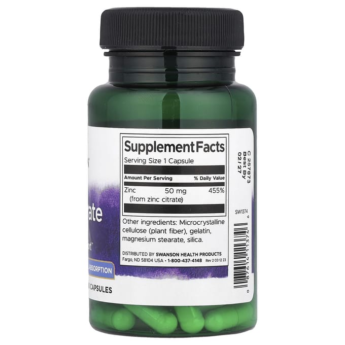 Zinkcitraat, 50 mg, 60 capsules