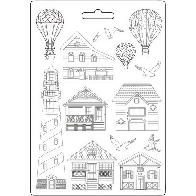 3D Textuurvorm "Sea Land - Houses and Lighthouse"