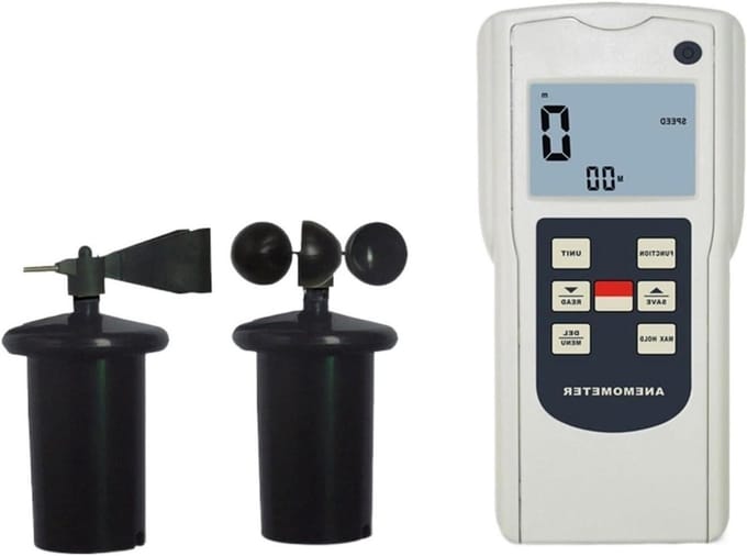 Draagbare Windmeter - Luchtmeetsysteem - Weergegevens Meten - Apart Cup Ontwerp - 24 Groepen Data - Grijs