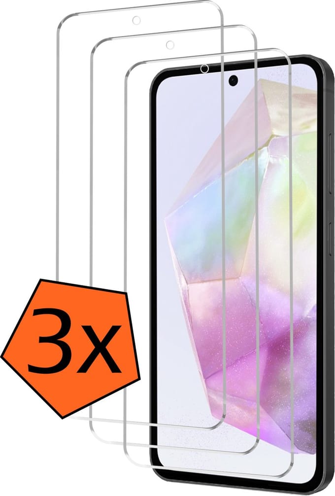 Screenprotector - 3 Stuks - Geschikt voor Samsung Galaxy A35 - Extra Sterk - Gehard Glas - Beschermglas - Tempered Glass - Screen Protector