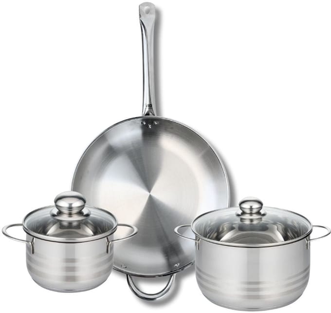 Set van 1 Koekenpan 32 cm en 2 kookpotten 16 en 20 cm Elo Profi Brillant