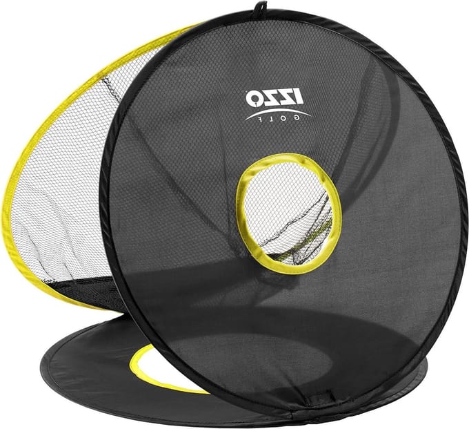 Golf Chipping Net - Oefen Net - Golfslag Oefenen - Drie Doel Opties - 20 Inch Diameter - Zwart/Geel