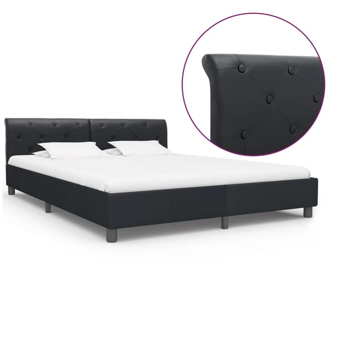 vidaXL - Bedframe - kunstleer - zwart - 160x200 - cm