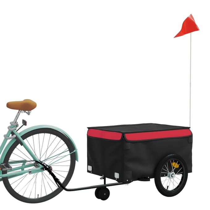 vidaXL - Fietstrailer - 45 - kg - ijzer - zwart - en - rood