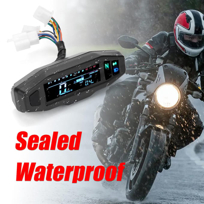 Mini Universele LCD Digitale Motorfiets Meter Snelheidsmeter Digitale Kilometerteller Elektrische Motorfiets zwart