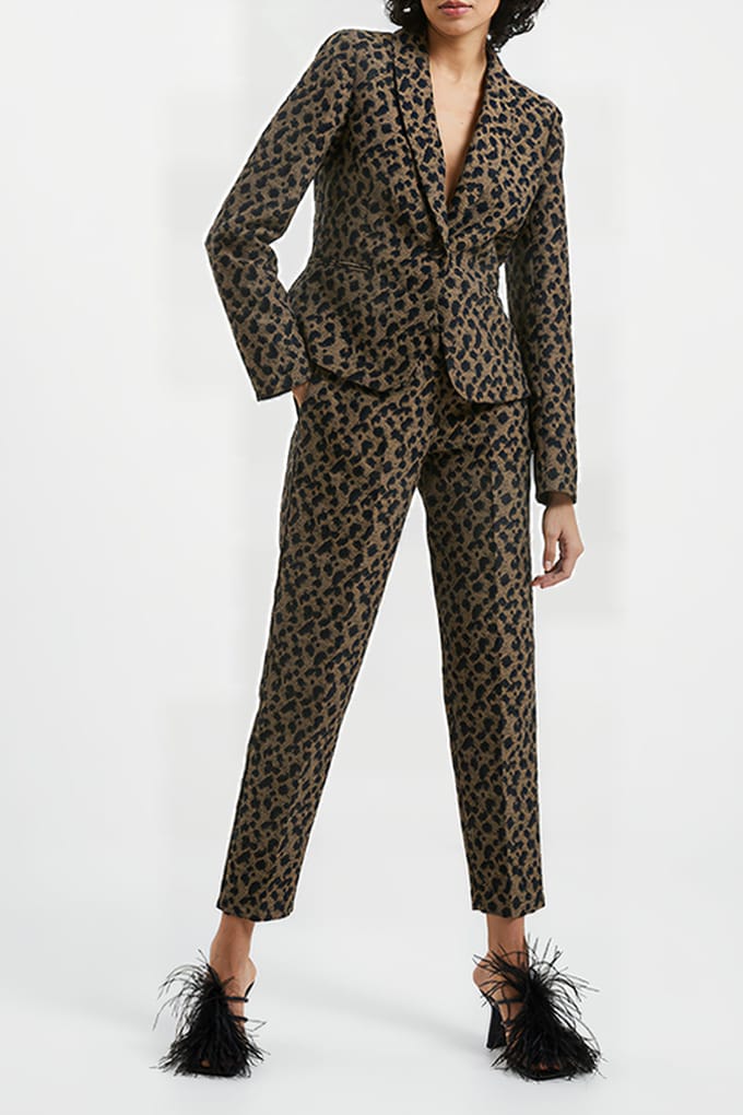 French Connection Estella Jacquard Trousers Black Größe: 10 | Straight Jeans Outlet | Damen | Schwarz