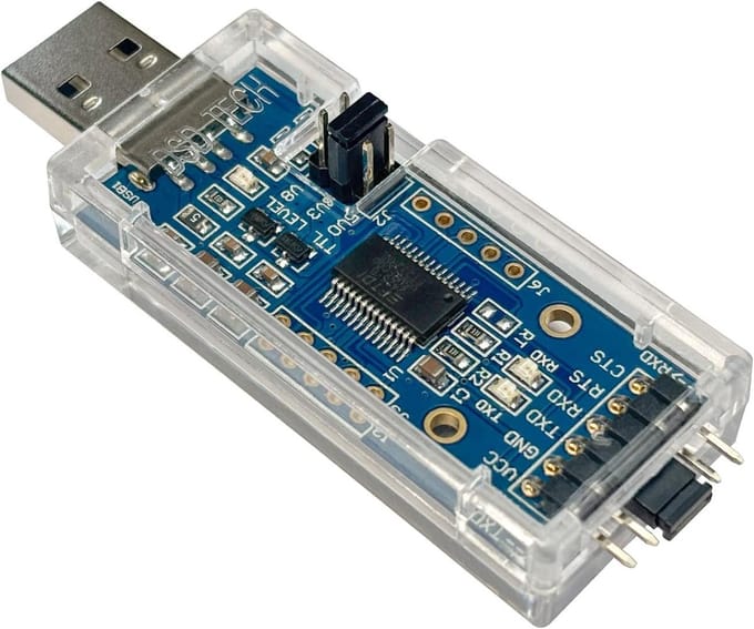 USB naar TTL adapter - Seriële converter - Debuggen programmeren - FTDI chip ingebouwd - 38x10x4mm - Transparant
