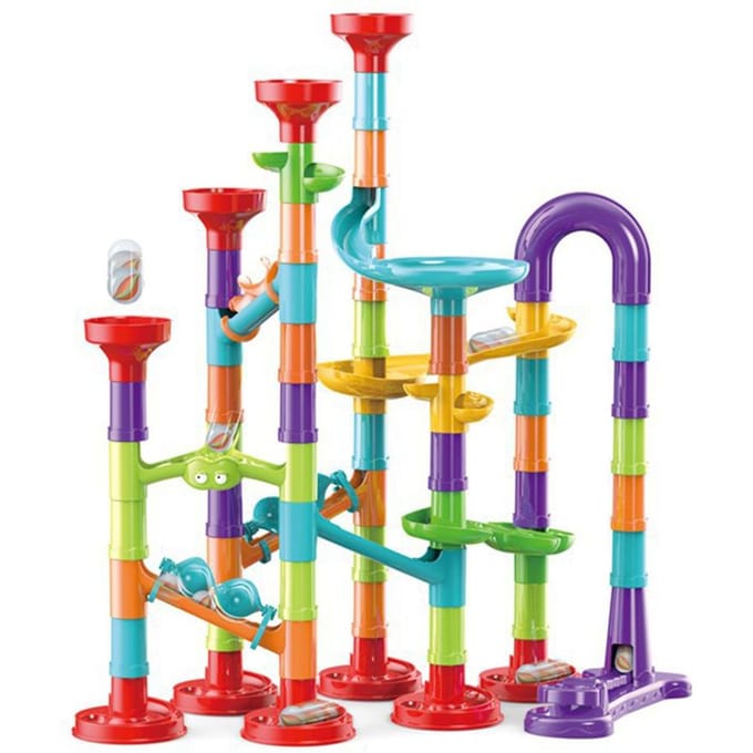 113 Stuks 3D Knikkerbaan Set Constructie Bouwstenen STEM Leer Spellen Vroege Educatie voor 113 Pieces veelkleurig