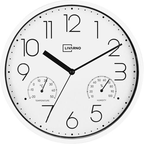 LIVARNO Wandklok met thermo- en hygrometer, Ø25 cm (wit)