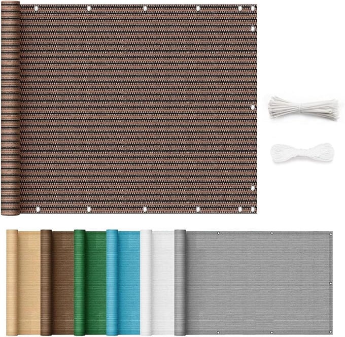 Balkon Privacy Scherm Bruin 90x1000 cm - UV-Bestendig en Ademend Zichtdoek